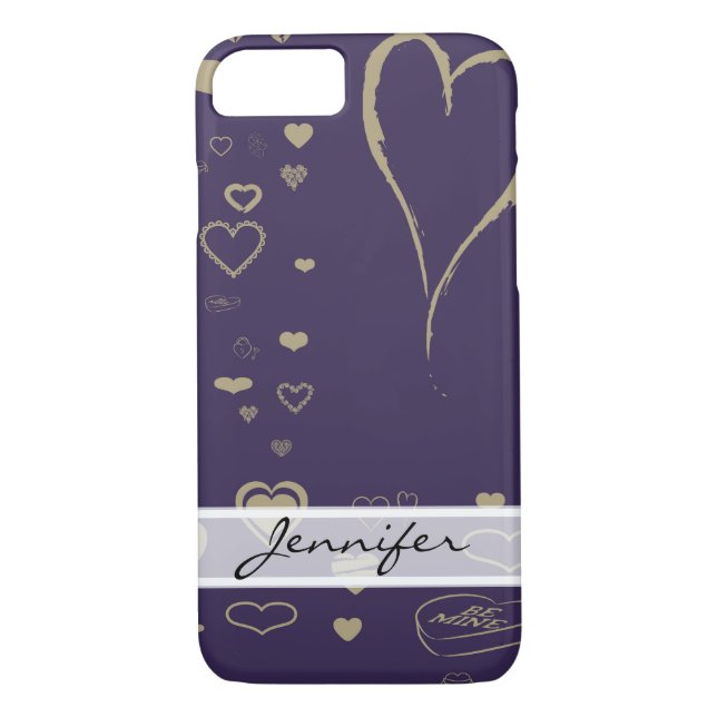 Coques Case-Mate iPhone Élégant Coeur pourpre foncé moderne (Dos)