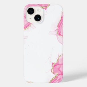 Coque Pour iPhone 14 Élégant cuivre Marbre or Rose fille