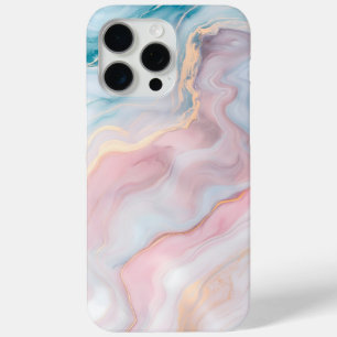 Coque iPhone 15 Pro Max Élégant cuivre Marbre or Rose fille