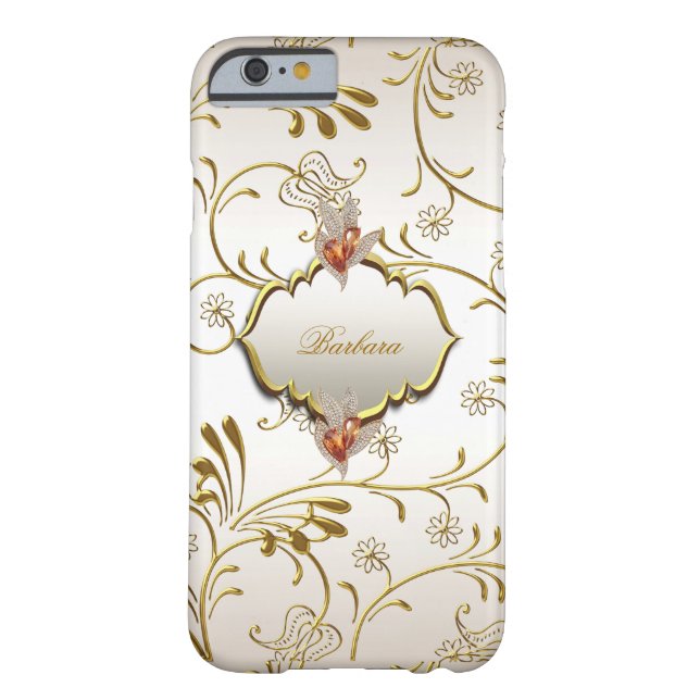 Coques Case-Mate iPhone Elégant Damask Caramel Crème Beige Or Ambre (Dos)