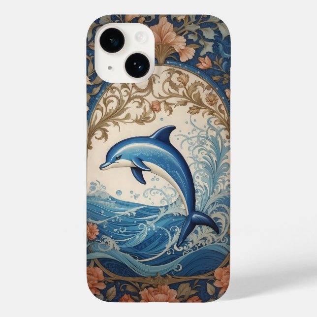 Coques Case-Mate iPhone Élégant dauphin de saut William Morris inspiré (Verso)