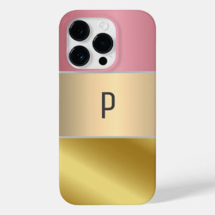 Coque Pour iPhone 14 Pro Élégant découpeur or monogramme nom métallisé rose