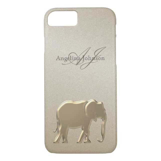 Coques Case-Mate iPhone Élégant Eléphant Or Monogramme (Dos)