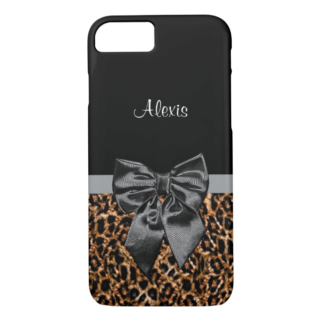 Coques Case-Mate iPhone Élégant Empreinte de léopard Classy Black Bow avec (Dos)