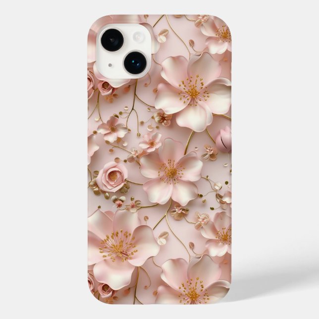 Coques Case-Mate iPhone Élégant et élégant modèle floral rose doux (Verso)
