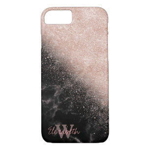 Coques Pour iPhone Élégant faux rose en or confetti image en marbre n