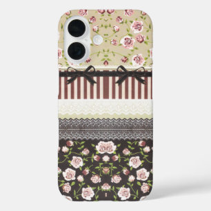 Coque Pour iPhone 16 Élégant féminin blanc dentelle et roses roses Case