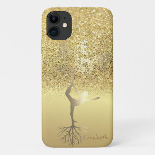 Case-Mate iPhone Case Elegant fille arbre silhouette Or Paillettes Bokeh