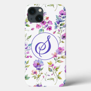Case-Mate iPhone Case Élégant fleurs sauvages d'aquarelle rose violet