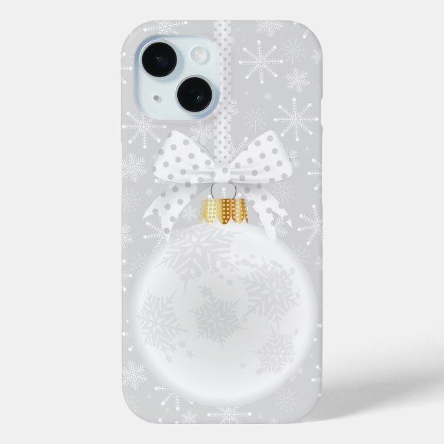 Coques Case-Mate iPhone Élégant flocon de neige Ornement blanc Noël (Verso)