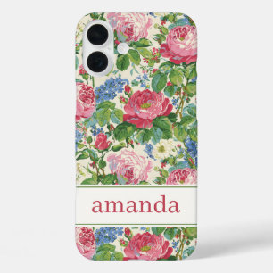 Coques iPhone 16 Plus Élégant floral rose aquarelle personnalisé