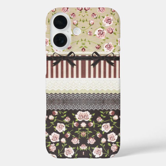 Coques Case-Mate iPhone Elegant Girly White Lace And Pink Roses Case-Mate  (Verso)