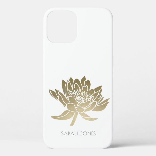 COQUES Case-Mate iPhone ÉLÉGANT GLAMOROUS PALE GOLD FOIL BLANC LOTUS (Verso)