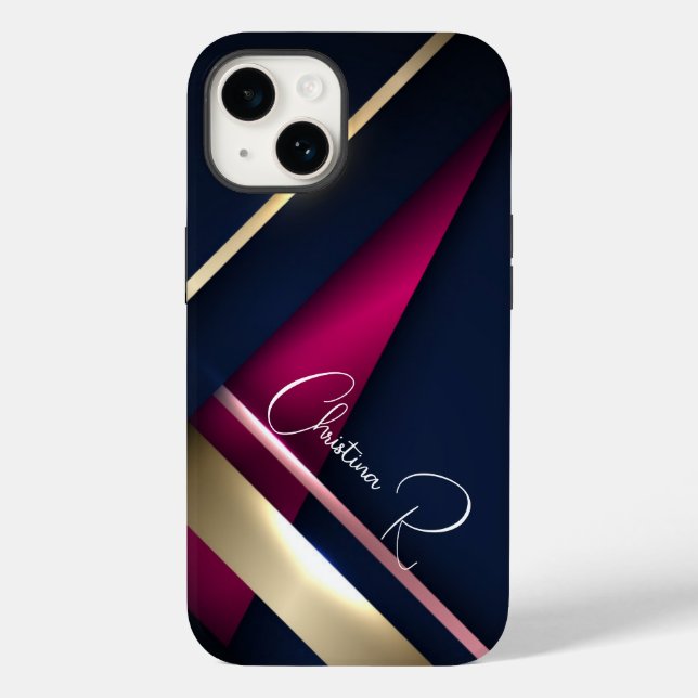 Coques Case-Mate iPhone Elégant Gold Blue Rose Abstrait (Verso)