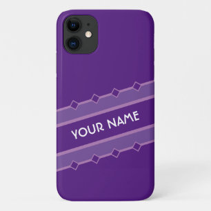 Case-Mate iPhone Case Elégant groupe rayé violet noble avec votre nom