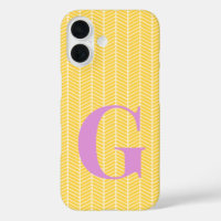 Élégant Herringbone jaune Chevron ZigZag Monogramm