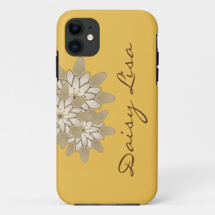 Case-Mate iPhone Case Elégant jaune Gris Lotus Flower Nom personnalisé