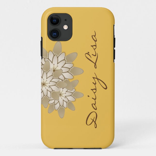 Coques Case-Mate iPhone Elégant jaune Gris Lotus Flower Nom personnalisé (Dos)