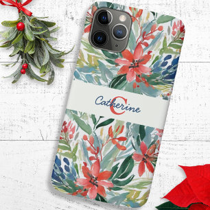 Case-Mate iPhone Case Élégant Joli Rouge Poinsettia Fleurs Monogrammes