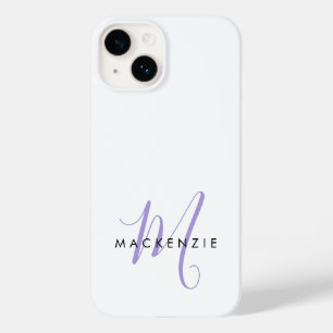 Coque Pour iPhone 14 Élégant Lavande Blanche moderne Monogramme de scri