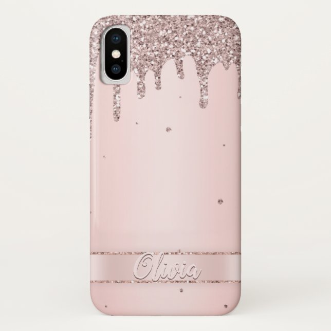 Coques Case-Mate iPhone Élégant liquide de parties scintillant rose vif (Dos)