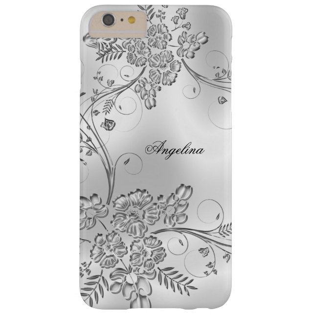Coques Case-Mate iPhone Élégant look floral métal argenté élégant (Dos)