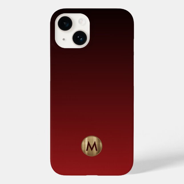 Coques Case-Mate iPhone Elégant Luxe Brossé Or Monogramme Rouge (Verso)