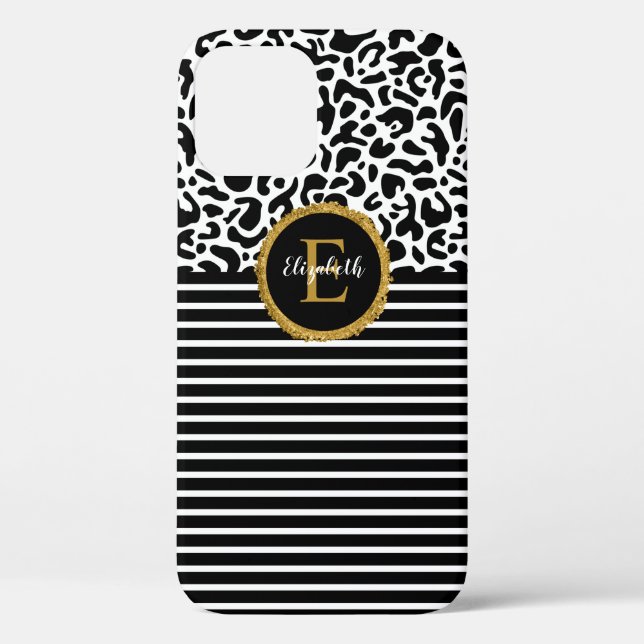 Coques Case-Mate iPhone Élégant Manche d'ordinateur portable Léopard Noir (Verso)