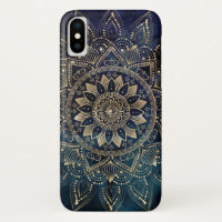 Elégant Mandala Gold Blue Galaxy
