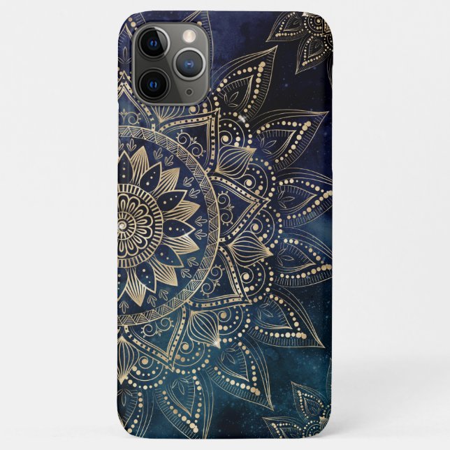 Coques Case-Mate iPhone Elégant Mandala Gold Blue Galaxy (Dos)