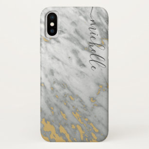 Case-Mate iPhone Case Élégant Marble gris & Or nom monogramme
