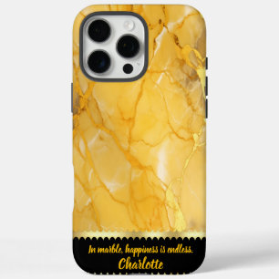 Coques iPhone 16 Pro Max Élégant marbre doré avec motifs veines complexes