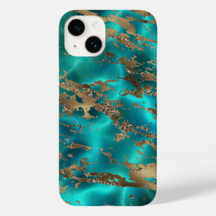 Coque Pour iPhone 14 Élégant marbre en pierre de taille Turquoise