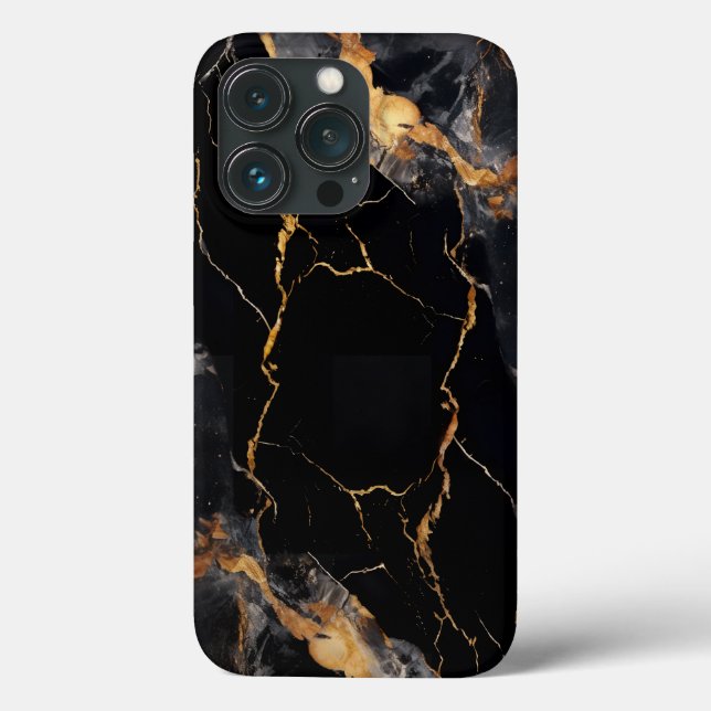 Coques Case-Mate iPhone Elégant marbre noir Veines dorées (Verso)