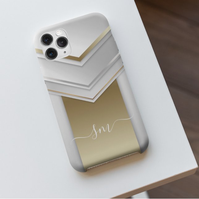 Coques Case-Mate iPhone Elégant métal 3D look Calligraphie Or Monogramme (Créateur téléchargé)