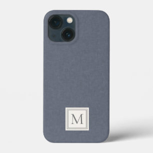 Case-Mate iPhone Case Élégant minimaliste gris bleu Faux lin Monogramme