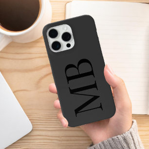 Coque iPhone 15 Pro Max Élégant minimaliste noir Monogramme initial
