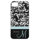 Elégant modèle noir & blanc Damask avec Monogramme