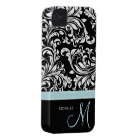 Elégant modèle noir & blanc Damask avec Monogramme