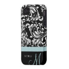 Elégant modèle noir & blanc Damask avec Monogramme