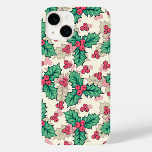 Coque Pour iPhone 14 Élégant modèle vintage Noël Holly Floral
