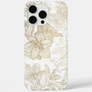 Coques iPhone 16 Pro Max Elégant moderne blanc gris or marbre floral