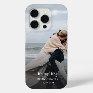 Coque iPhone 15 Pro Elégant moderne M. et Mme Monogram Mariage Photo
