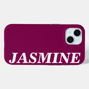 COQUE POUR iPhone 15 ÉLÉGANT MODERNE NOM PERSONNALISÉ COULEUR VIN SOLID