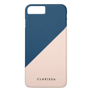 Coque Case-Mate Pour iPhone élégant moderne pastel peach bleu marine bloc de