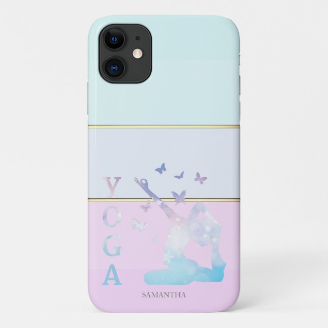 Coques Case-Mate iPhone Élégant Moderne Striped, Ombre Yoga Girl Silhouett (Dos)