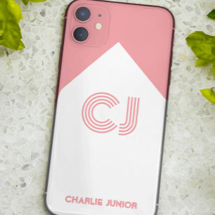 Case-Mate iPhone Case Élégant Monogramme blanc & rose roux