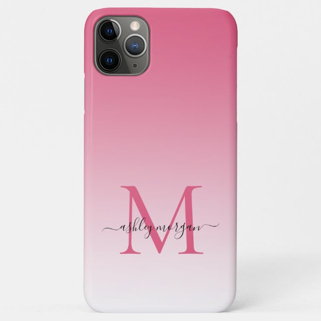 Coques Case-Mate iPhone Élégant Monogramme Chic Nom de script rose Ombre (Dos)