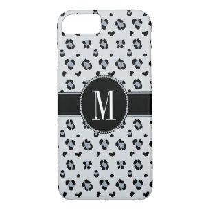Etui iPhone Case-Mate Élégant monogramme d'argent du léopard de neige gr