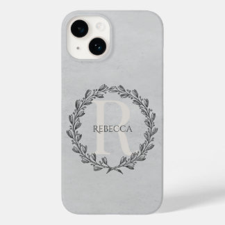 Coque Pour iPhone 14 Élégant monogramme de couronne | Gris